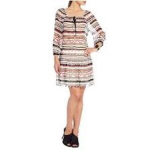 BCBGMAXAZRIA RORY PEASANT SILK DRESS SZ M